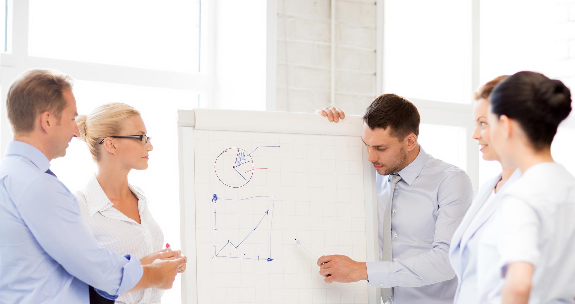 Teammeeting mit Flipchart